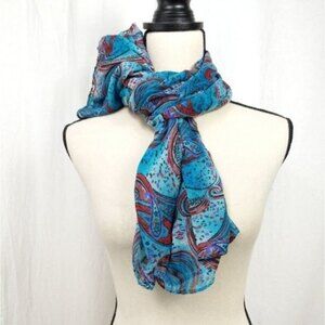 Blue & Red Paisley Folded Scarf Wrap